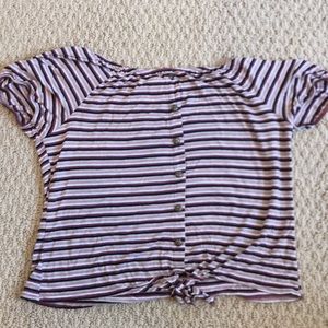 Striped Off the Shoulder Tie Top